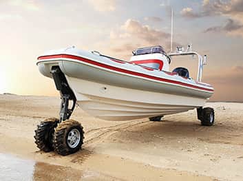 4WD white & red Amphibious Boat